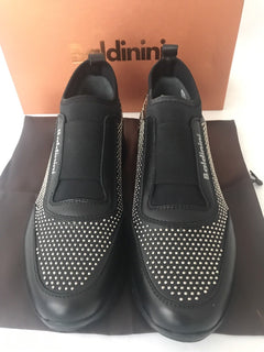 Baldinini Women’s  Studded Sneakers 748465  Black 37 Eu Made in Italy NIB $580