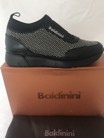 Baldinini Women’s  Studded Sneakers 748465  Black 37 Eu Made in Italy NIB $580