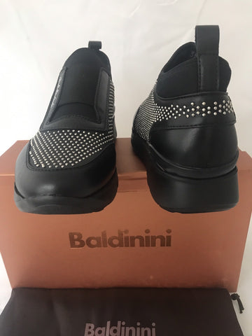 Baldinini Women’s  Studded Sneakers 748465  Black 37 Eu Made in Italy NIB $580