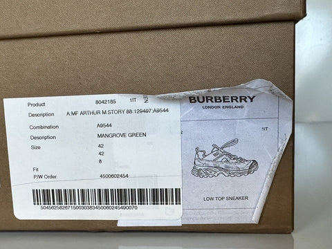Burberry Men's Arthur Mangrove Green Sneakers 9 US (42 Euro) 8042185 IT NIB $890