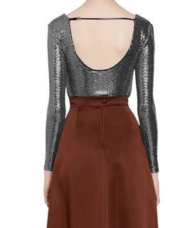 Gucci Metallic Effect Women's Bodysuit  XXS 621149 Made in Italy NWT $1850