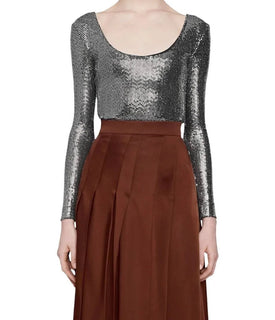 Gucci Metallic Effect Women's Bodysuit  XXS 621149 Made in Italy NWT $1850