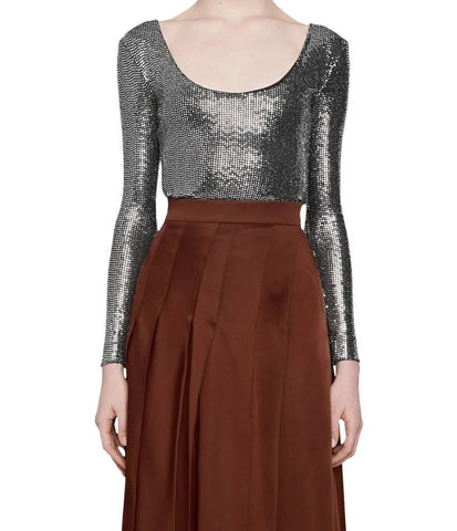 Gucci Metallic Effect Women's Bodysuit  XXS 621149 Made in Italy NWT $1850