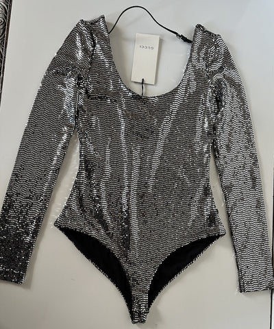 Gucci Metallic Effect Women's Bodysuit  XXS 621149 Made in Italy NWT $1850