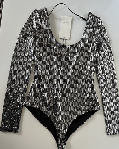 Gucci Metallic Effect Women's Bodysuit  XXS 621149 Made in Italy NWT $1850