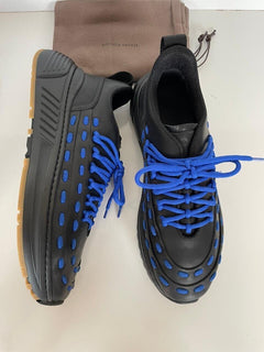 Bottega Veneta Mens Leather Black/Blue Sneakers 8.5 US 578305 1014 NIB $950