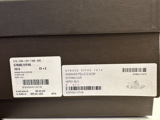 Bottega Veneta Mens Leather Black/Blue Sneakers 8.5 US 578305 1014 NIB $950