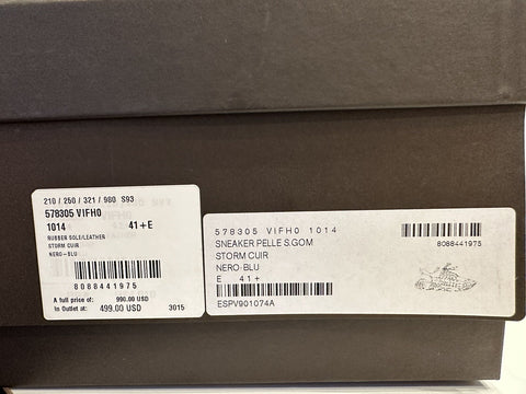 Bottega Veneta Mens Leather Black/Blue Sneakers 8.5 US 578305 1014 NIB $950