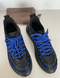Bottega Veneta Mens Leather Black/Blue Sneakers 8.5 US 578305 1014 NIB $950