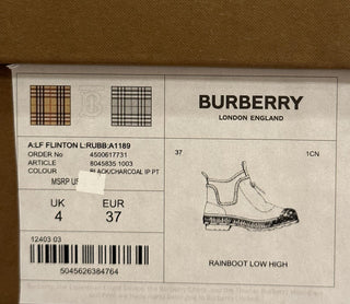 Burberry Rubber  Women's Black/Charcoal Ankle Boots 7 US (37 Euro) 8045835 NIB