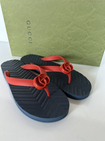 Gucci Men's Red/Blue Double G Thong Flip Flops 10.5 US (Gucci 10) 659229 NIB