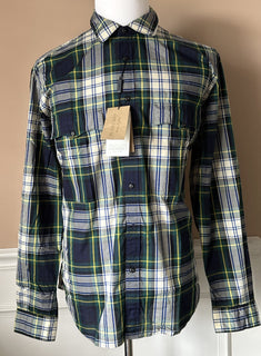 Burberry Men's Ink Blue Cotton Button-Up Shirt 2XL 40618961006 NWT $400