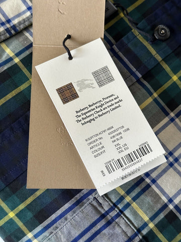 Burberry Men's Ink Blue Cotton Button-Up Shirt 2XL 40618961006 NWT $400