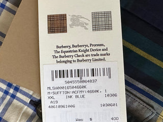 Burberry Men's Ink Blue Cotton Button-Up Shirt 2XL 40618961006 NWT $400