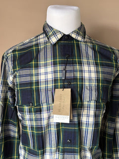 Burberry Men's Ink Blue Cotton Button-Up Shirt 2XL 40618961006 NWT $400