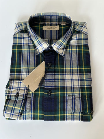 Burberry Men's Ink Blue Cotton Button-Up Shirt 2XL 40618961006 NWT $400