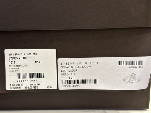 Bottega Veneta Mens Leather Black/Blue Sneakers 9.5 US 578305 1014 NIB $950