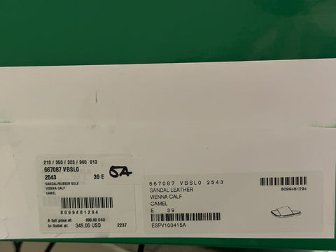 Bottega Veneta Men's Vienna Calf Leather Sandals Camel 6 US 667087 IT NIB $690