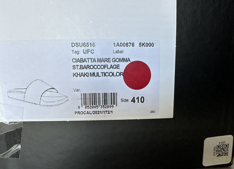 Versace Baroccoflage Slides Sandals Khaki 8 US (41 Euro) IT DSU6516 NIB $395