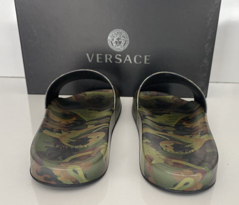Versace Baroccoflage Slides Sandals Khaki 8 US (41 Euro) IT DSU6516 NIB $395