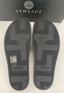 Versace Baroccoflage Slides Sandals Khaki 8 US (41 Euro) IT DSU6516 NIB $395