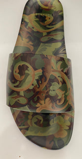 Versace Baroccoflage Slides Sandals Khaki 8 US (41 Euro) IT DSU6516 NIB $395