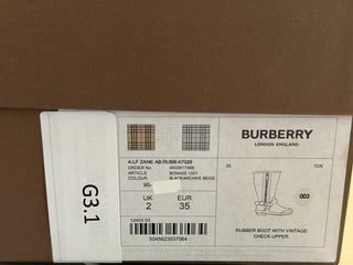 Burberry Rubber Women's Black/Archive Beige Ankle Boots 5 US (35 Eu) 8034405 NIB