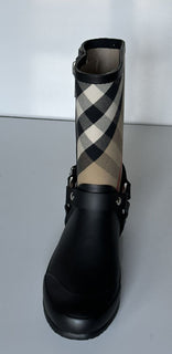 Burberry Rubber Women's Black/Archive Beige Ankle Boots 5 US (35 Eu) 8034405 NIB