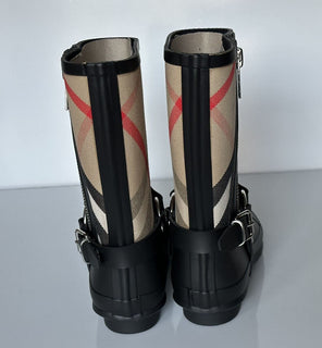 Burberry Rubber Women's Black/Archive Beige Ankle Boots 5 US (35 Eu) 8034405 NIB