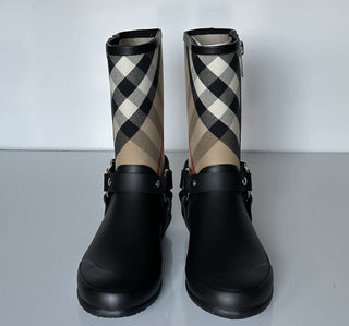 Burberry Rubber Women's Black/Archive Beige Ankle Boots 5 US (35 Eu) 8034405 NIB