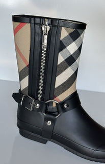 Burberry Rubber Women's Black/Archive Beige Ankle Boots 5 US (35 Eu) 8034405 NIB