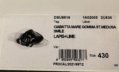 Versace Smiley Medusa Slides Sandals Blue/Lime 11 US (44 Eu) DSU6516 IT NIB $450