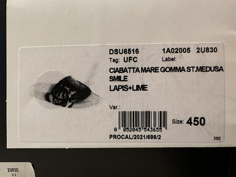 Versace Smiley Medusa Slides Sandals Blue/Lime 12 US (45) DSU6516 IT NIB $450