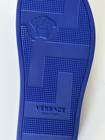Versace Smiley Medusa Slides Sandals Blue/Lime 12 US (45) DSU6516 IT NIB $450