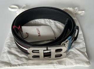 Bally Men's Double Sided Mirror B Black Leather  Belt 38/95 IT 6235346 NWT $420