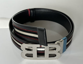 Bally Men's Double Sided Mirror B Black Leather  Belt 38/95 IT 6235346 NWT $420