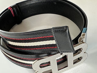 Bally Men's Double Sided Mirror B Black Leather  Belt 38/95 IT 6235346 NWT $420
