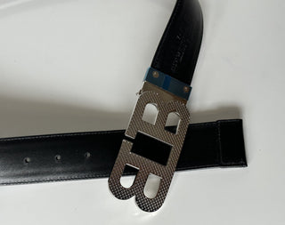Bally Men's Double Sided Mirror B Black Leather  Belt 38/95 IT 6235346 NWT $420