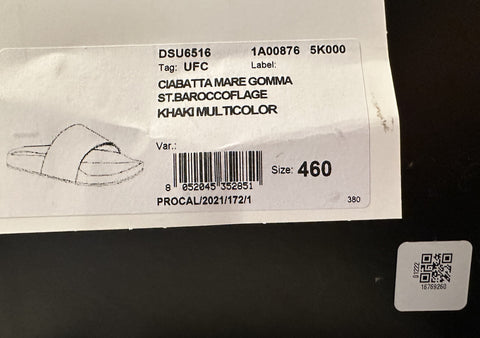 Versace Baroccoflage Slides Sandals Khaki 13 US (46 Euro) IT DSU6516 NIB $395