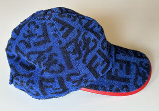Fendi Terry Cloth Baseball Cap Blue/Red Hat Made in Italy FXQ776 NWT $530