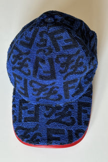 Fendi Terry Cloth Baseball Cap Blue/Red Hat Made in Italy FXQ776 NWT $530