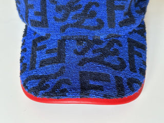 Fendi Terry Cloth Baseball Cap Blue/Red Hat Made in Italy FXQ776 NWT $530