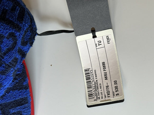 Fendi Terry Cloth Baseball Cap Blue/Red Hat Made in Italy  display picture 1