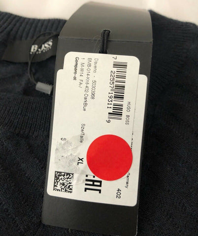 BOSS Hugo Boss Daveno Men's Crewneck Blue Sweater XL Cotton/Cashmere NWT $315