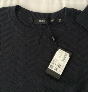 BOSS Hugo Boss Daveno Men's Crewneck Blue Sweater XL Cotton/Cashmere NWT $315