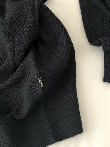 BOSS Hugo Boss Daveno Men's Crewneck Blue Sweater XL Cotton/Cashmere NWT $315