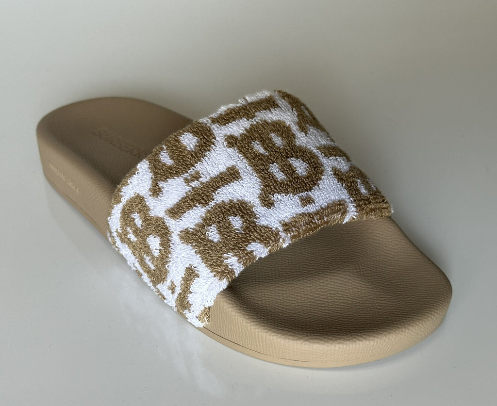 Burberry Furley Womens TB Beige/White Slides Sandals 11 US (41) 8056745 NIB $490