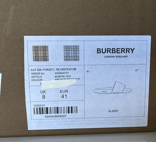 Burberry Furley Womens TB Beige/White Slides Sandals 11 US (41) 8056745 NIB $490