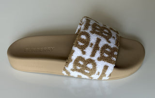 Burberry Furley Womens TB Beige/White Slides Sandals 11 US (41) 8056745 NIB $490