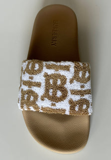 Burberry Furley Womens TB Beige/White Slides Sandals 11 US (41) 8056745 NIB $490